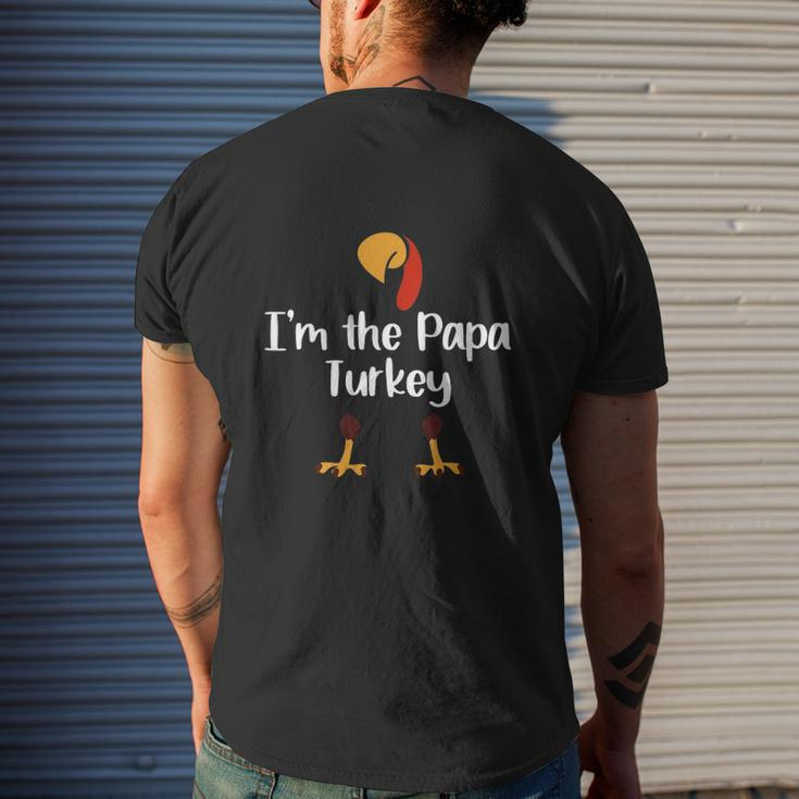 Mens I'm The Papa Turkey Thanksgiving Day Father Leg Day Mens Back Print T-shirt Gifts for Him