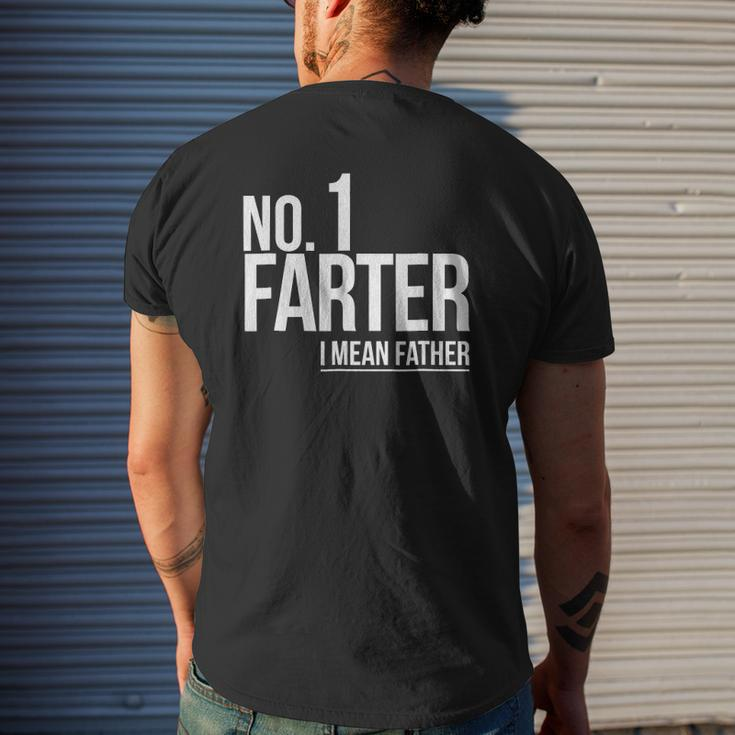 Mens Number 1 Farter I Mean Father Distressed Mens Back Print T-shirt Gifts for Him