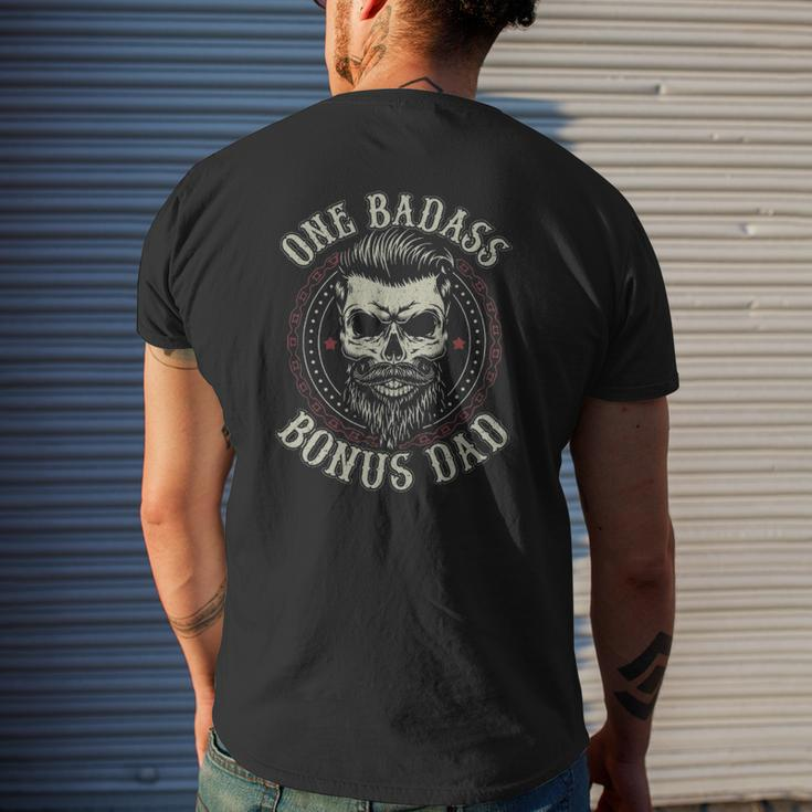 Mens One Badass Bonus Dad Step Dad Father's Day Tee Mens Back Print T-shirt Gifts for Him