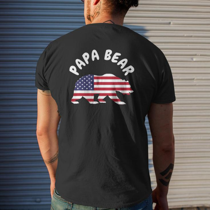 Mens Papa Bear Father's Day Usa American Flag 4Th Of July Mens Back Print T-shirt Gifts for Him