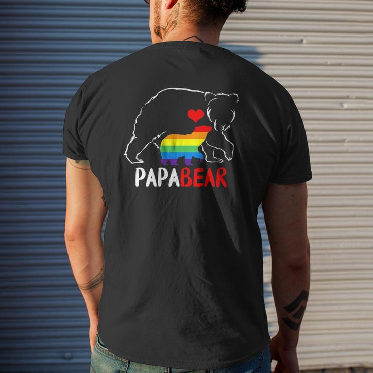 Mens Papa Bear Proud Dad Daddy Rainbow Flag Lgbt Pride Father Day Mens Back Print T-shirt Gifts for Him