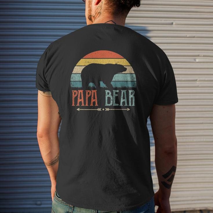 Mens Papa Bear Vintage Daddy Father's Day Retro Dad Mens Back Print T-shirt Gifts for Him