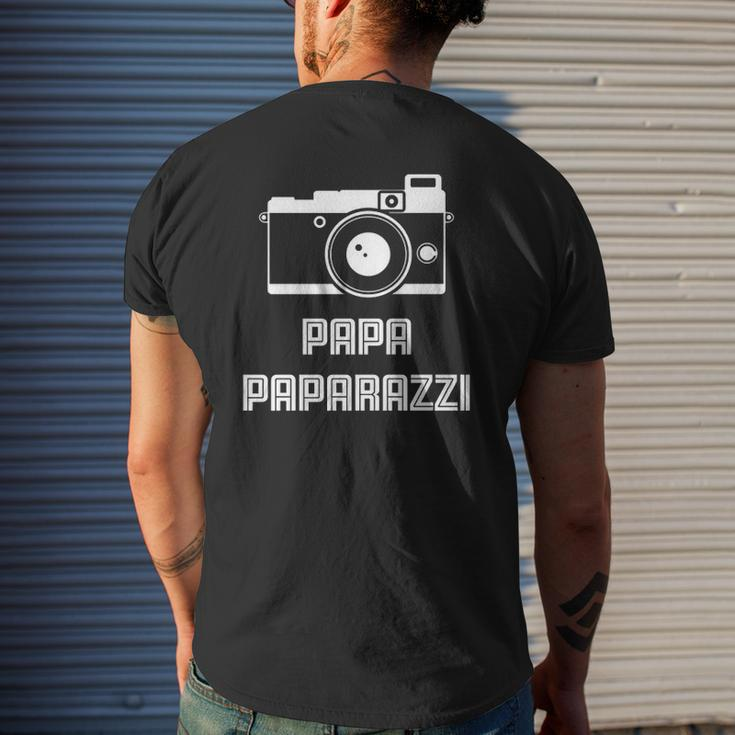 Mens Papa Paparazzi Retro Camera Photography Mens Back Print T-shirt Gifts for Him