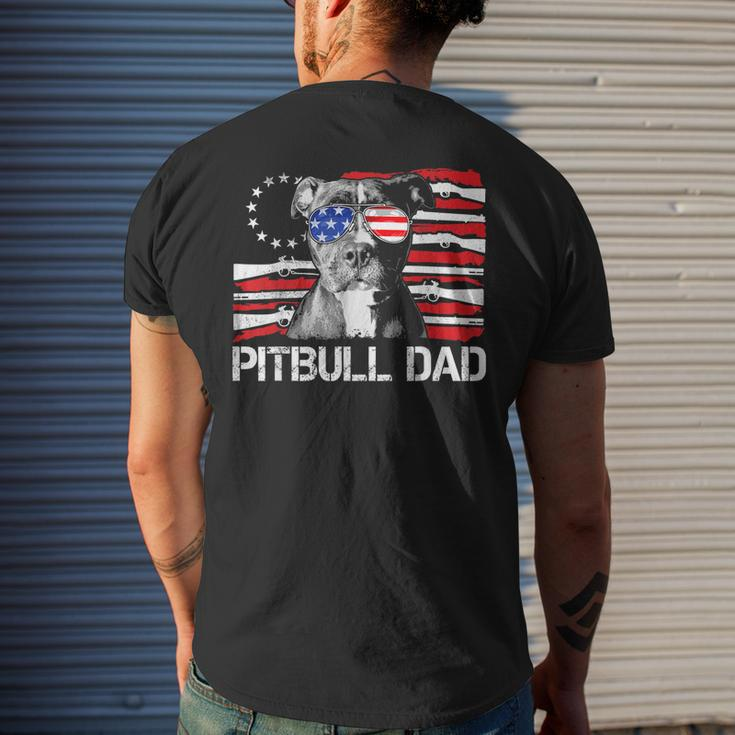 Mens Pitbull Dad Gun Rights American Flag 4Th Of July Dog Lover Mens Back Print T-shirt Gifts for Him
