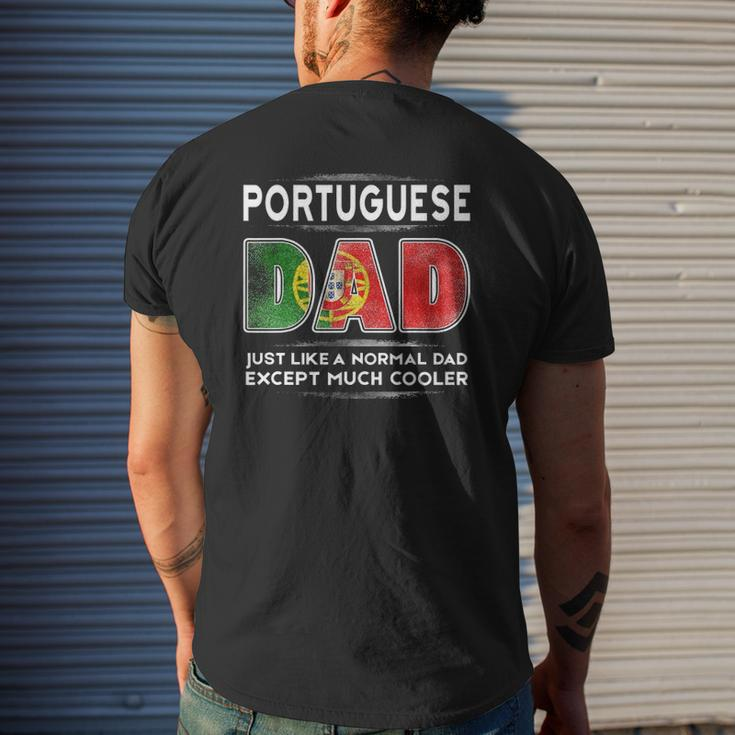 Mens Portuguese Dad Is Much Cooler Father's Day Flag Mens Back Print T-shirt Gifts for Him