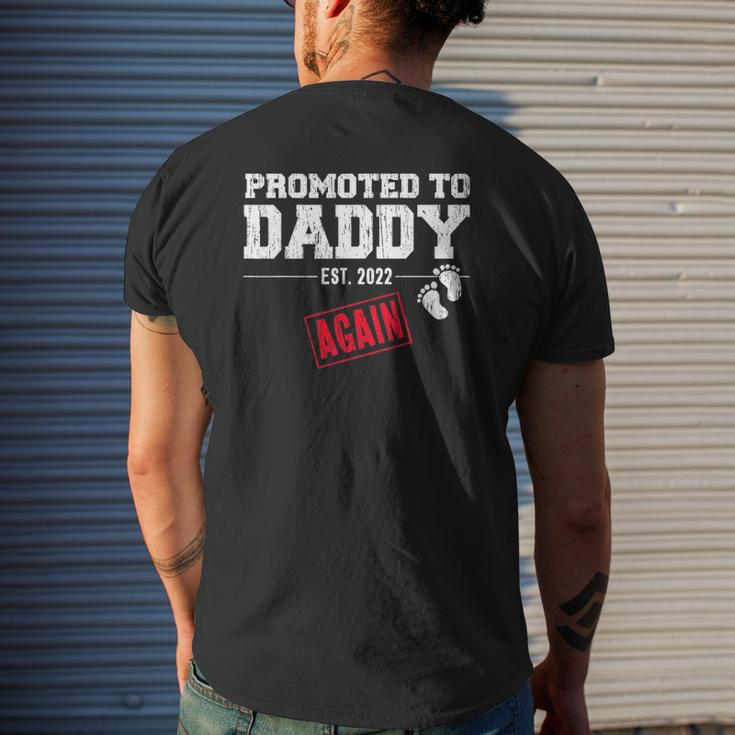 Mens Promoted To Daddy Again 2022 Dad Pregnancy Announcement Mens Back Print T-shirt Gifts for Him