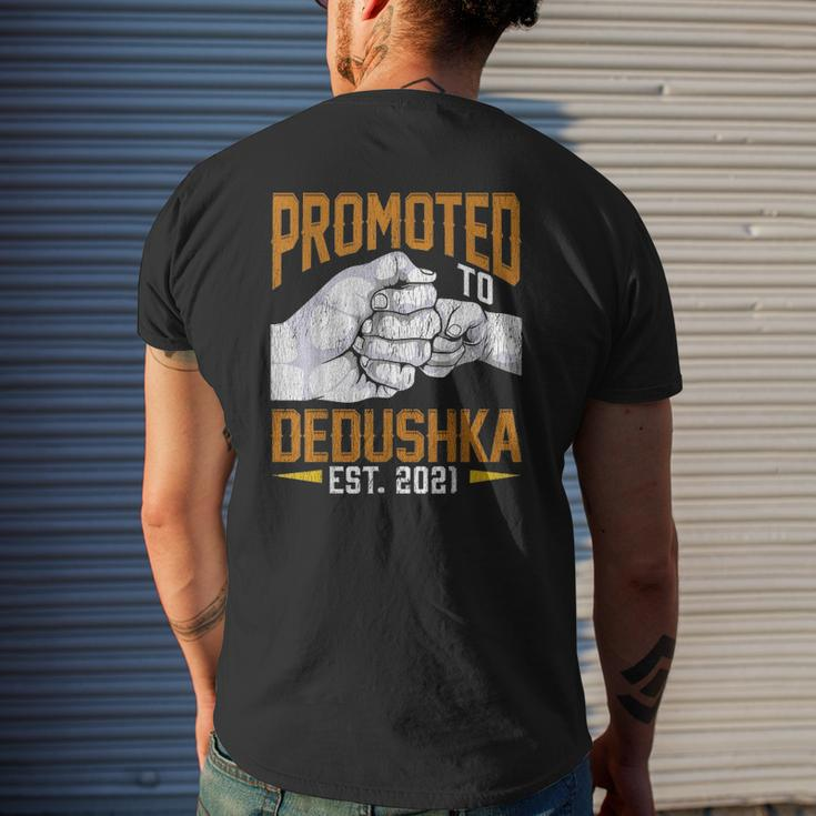 Mens Promoted To Dedushka Est 2021 Father's Day New Dedushka Mens Back Print T-shirt Gifts for Him