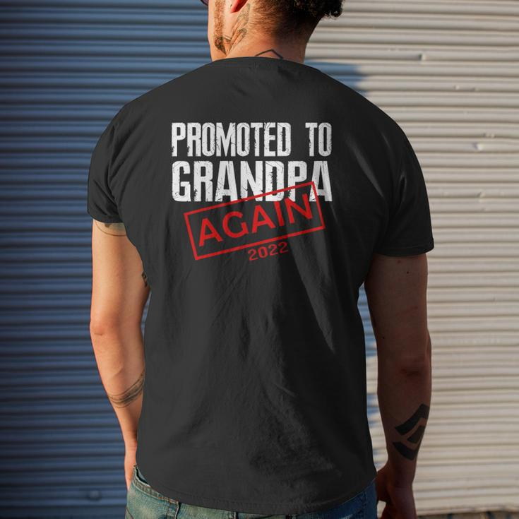 Mens Promoted To Grandpa Again Est 2022 Pregnancy Mens Back Print T-shirt Gifts for Him