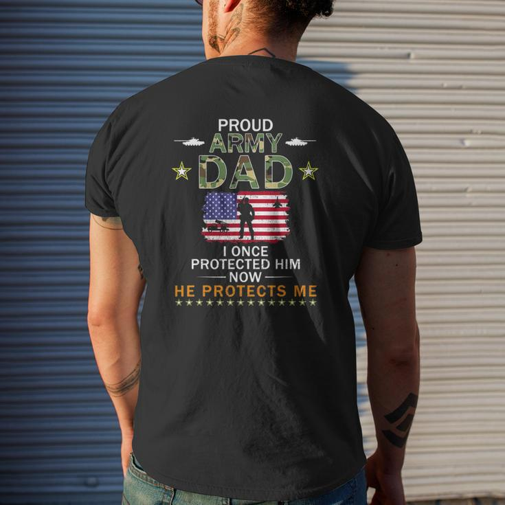 Mens Proud Army Dad I Once Protected Him Camouflage Graphics Army Mens Back Print T-shirt Gifts for Him