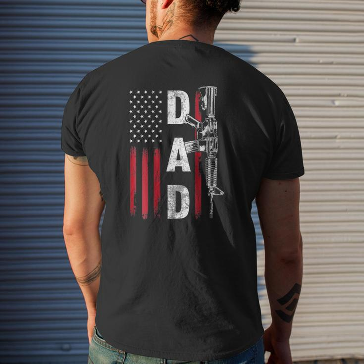 Mens Proud Dad Daddy Gun Rights Ar-15 American Flag Father's Day Mens Back Print T-shirt Gifts for Him