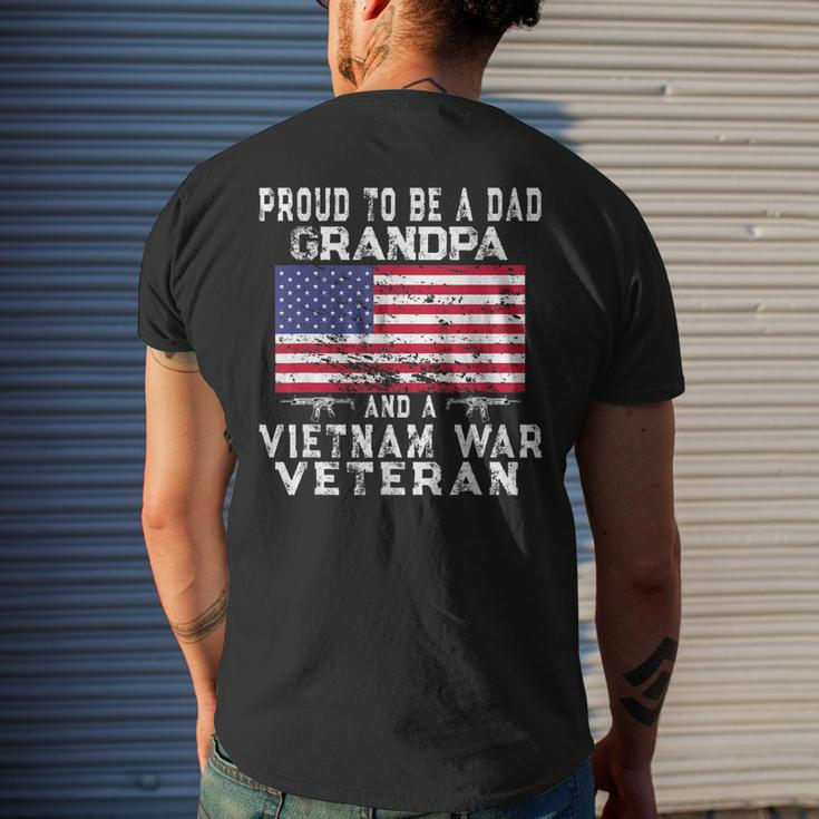 Mens Proud Dad Grandpa Vietnam Veteran Retro Us Flag Grandpa Mens Back Print T-shirt Gifts for Him