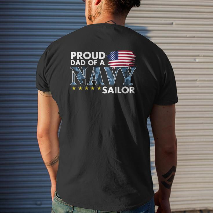 Mens Proud Dad Of A Navy Sailor Mens Back Print T-shirt Gifts for Him