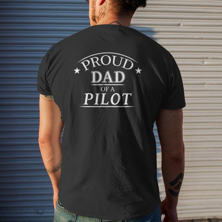 Mens Proud Dad Of A Pilot Dad Father Mens Back Print T-shirt Gifts for Him