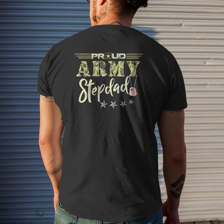 Mens Proud Us Army Stepdad Camouflage Military Pride Mens Back Print T-shirt Gifts for Him