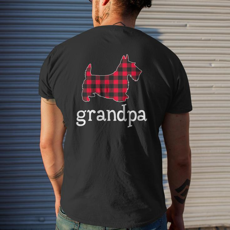 Mens Red Plaid Grandpa Scottie Christmas Matching Family Pajama Mens Back Print T-shirt Gifts for Him