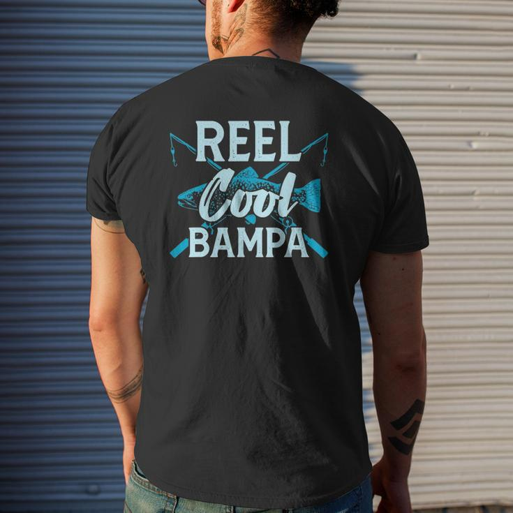 Mens Reel Cool Bampa Fishing Pole Daddy Grandpa Cool Mens Back Print T-shirt Gifts for Him