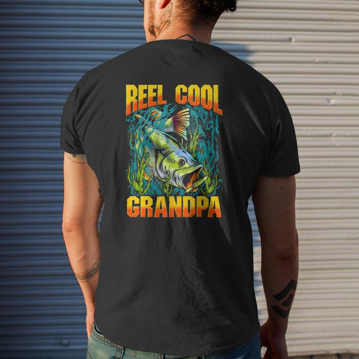Mens Reel Cool Grandpa Fishing Lover Fathers Day Mens Back Print T-shirt Gifts for Him