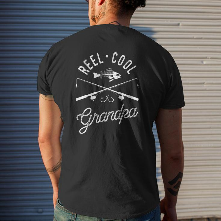 Mens Reel Cool Grandpa Grandfather Father's Day Fishing Mens Back Print T-shirt Gifts for Him