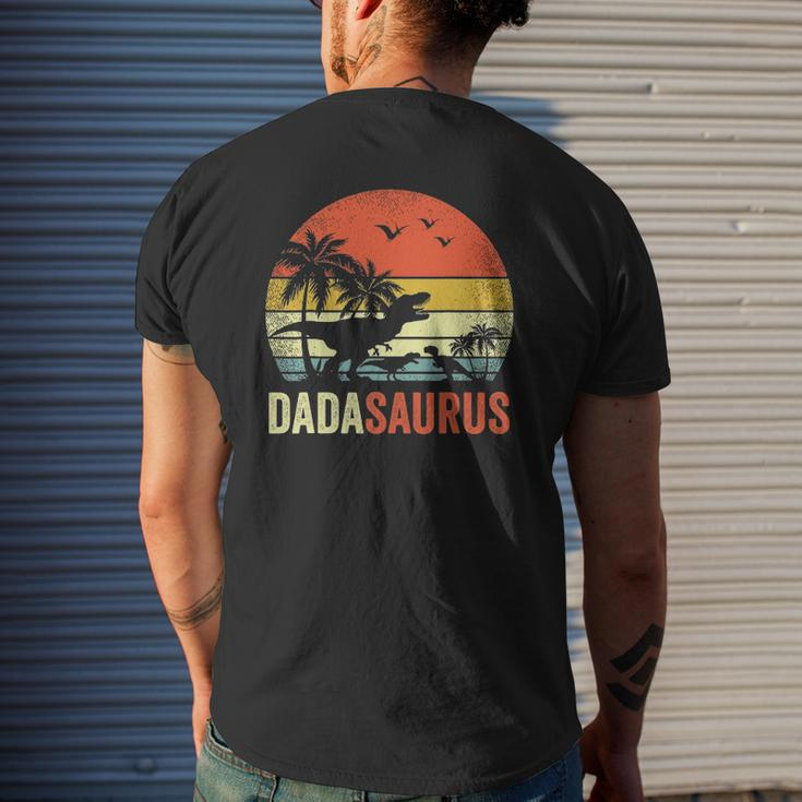 Mens Retro Vintage Dadasaurus 2 Two Kidsrex Daddy Mens Back Print T-shirt Gifts for Him