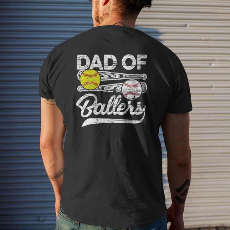 Mens Retro Vintage Father's Day Dad Softball Baseball Lover Mens Back Print T-shirt Gifts for Him