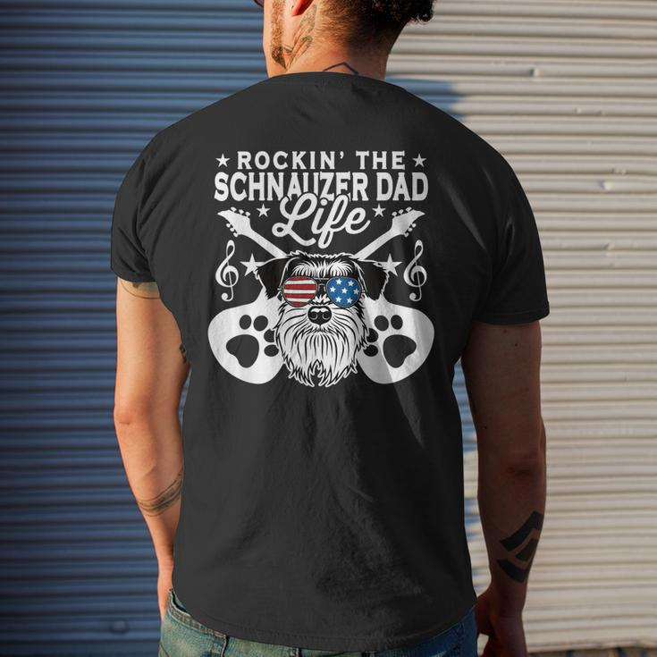 Mens Rockin The Schnauzer Dad Life Dog Lover Guitar Musician Mens Back Print T-shirt Gifts for Him