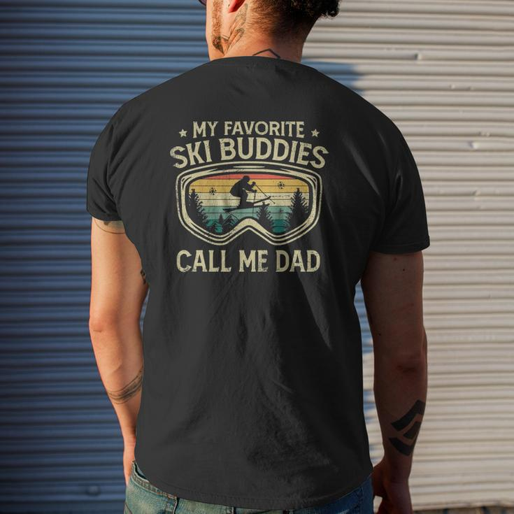 Mens Skiing My Favorite Ski Buddies Call Me Dad Father's Day Mens Back Print T-shirt Gifts for Him