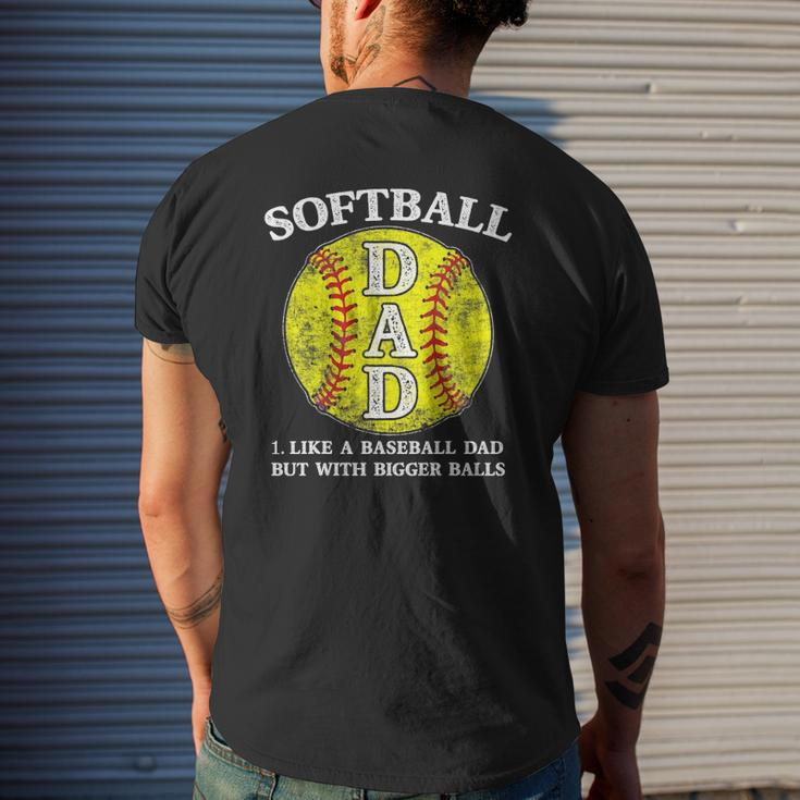 Mens Softball Dad Like A Baseball But With Bigger Balls Mens Back Print T-shirt Gifts for Him