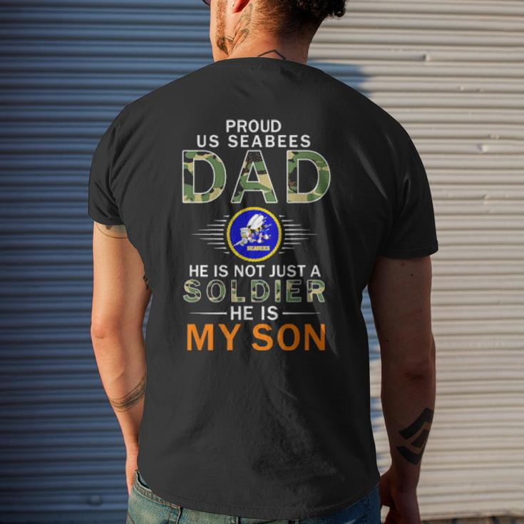 Mens He Is A Soldier & Is My Sonproud Us Seabees Dad Camouflage Mens Back Print T-shirt Gifts for Him