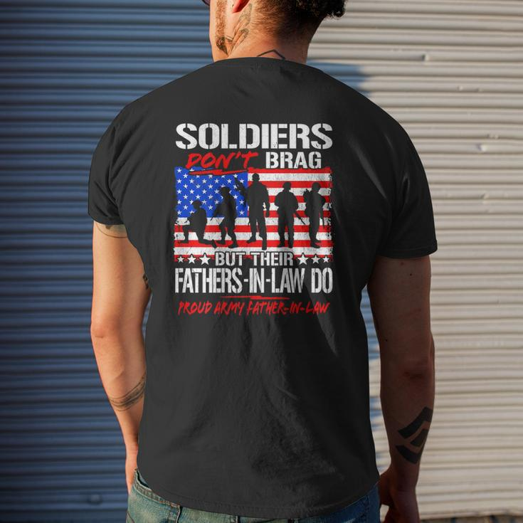 Mens Soldiers Don't Brag Proud Army Father-In-Law Dad Mens Back Print T-shirt Gifts for Him