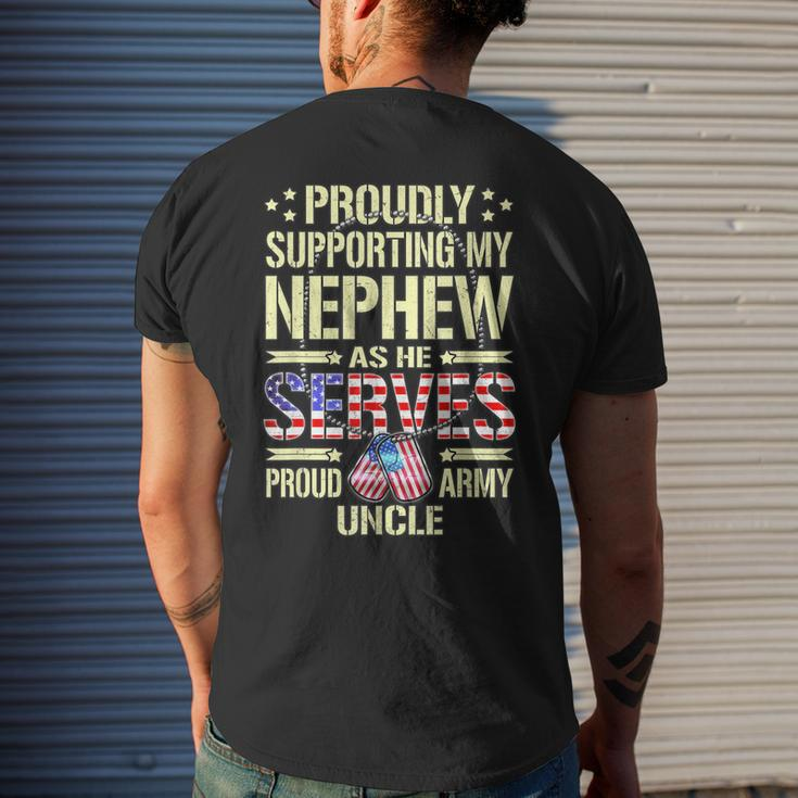 Mens Supporting My Nephew As He Serves Proud Army Uncle Mens Back Print T-shirt Gifts for Him
