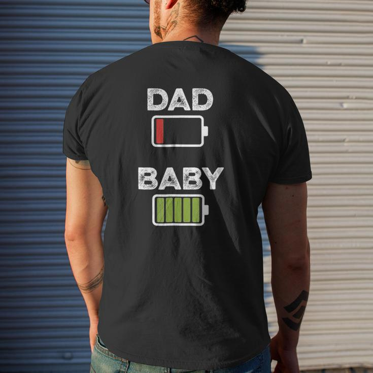 Mens Tired Dad Low Battery Baby Full Charge Mens Back Print T-shirt Gifts for Him