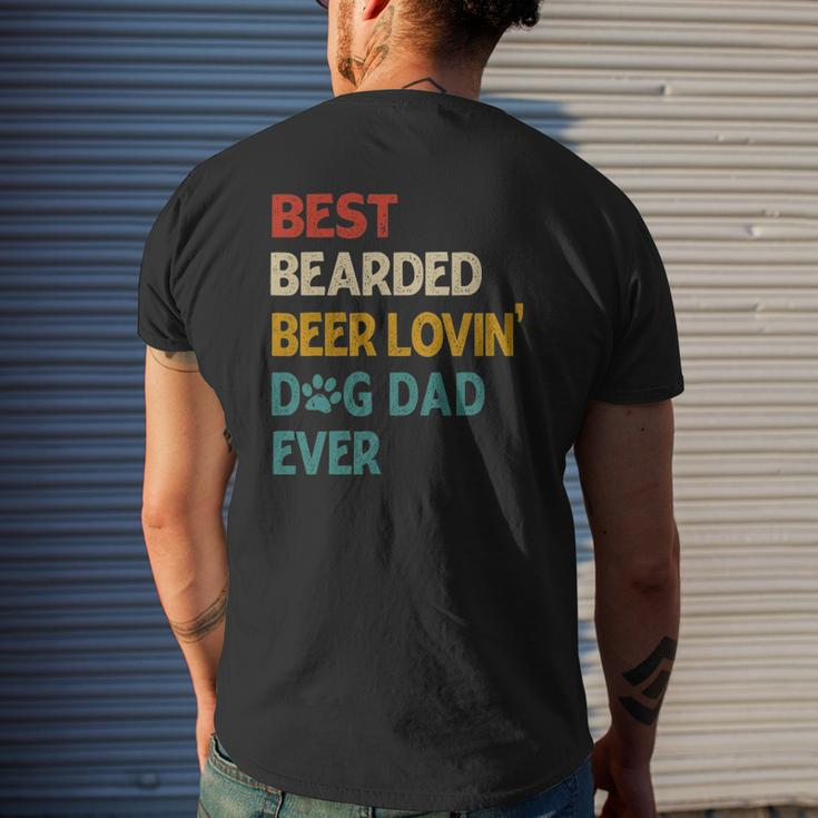 Mens Vintage Best Bearded Beer Lovin Dog Dad Mens Back Print T-shirt Gifts for Him