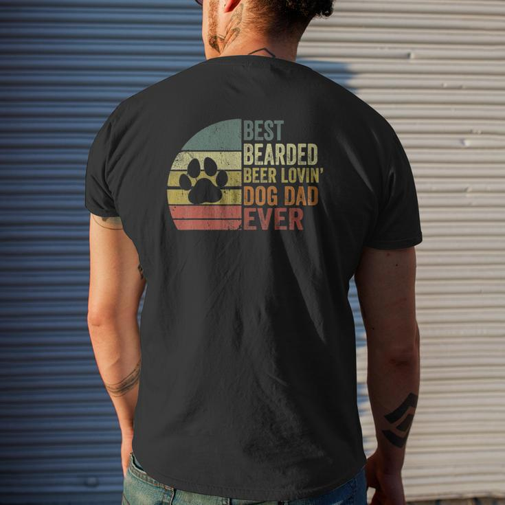 Mens Vintage Best Bearded Beer Lovin Dog Dad Dog Lover Owner Mens Back Print T-shirt Gifts for Him