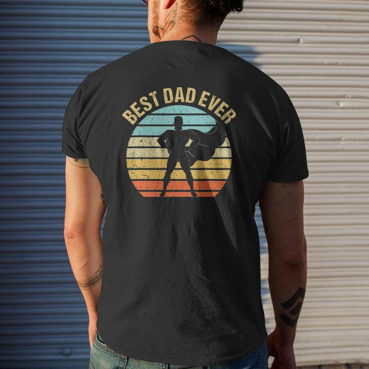 Mens Vintage Best Dad Ever Superhero Father's Day Mens Back Print T-shirt Gifts for Him