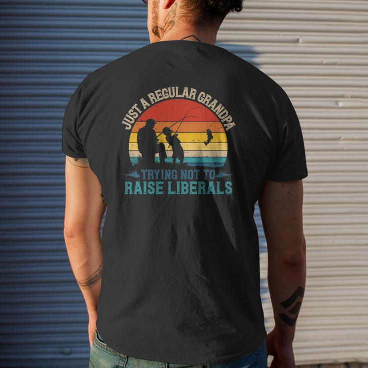 Mens Vintage Fishing Regular Grandpa Trying Not To Raise Liberals Mens Back Print T-shirt Gifts for Him