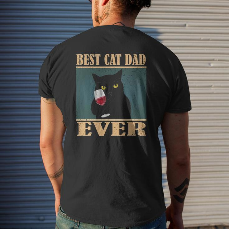 Mens Vintage Retro Best Cat Dad Ever Mens Back Print T-shirt Gifts for Him