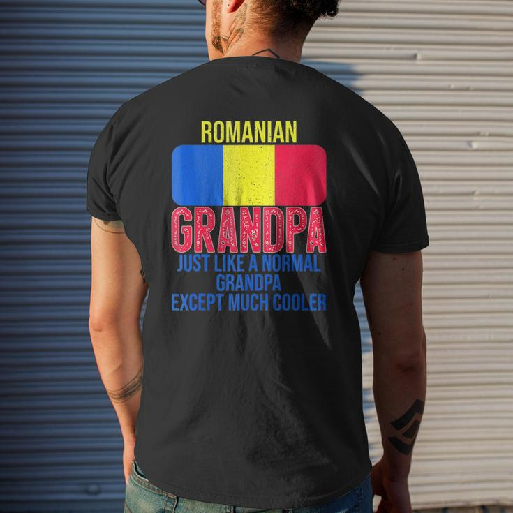 Mens Vintage Romanian Grandpa Romania Flag For Father's Day Mens Back Print T-shirt Gifts for Him