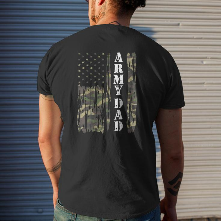 Mens Vintage Us Flag Army Dad Veteran Father Father's Day Mens Back Print T-shirt Gifts for Him