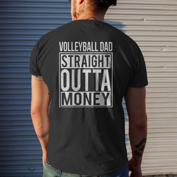 Mens Volleyball Dad Straight Outta Money I Mens Back Print T-shirt Gifts for Him