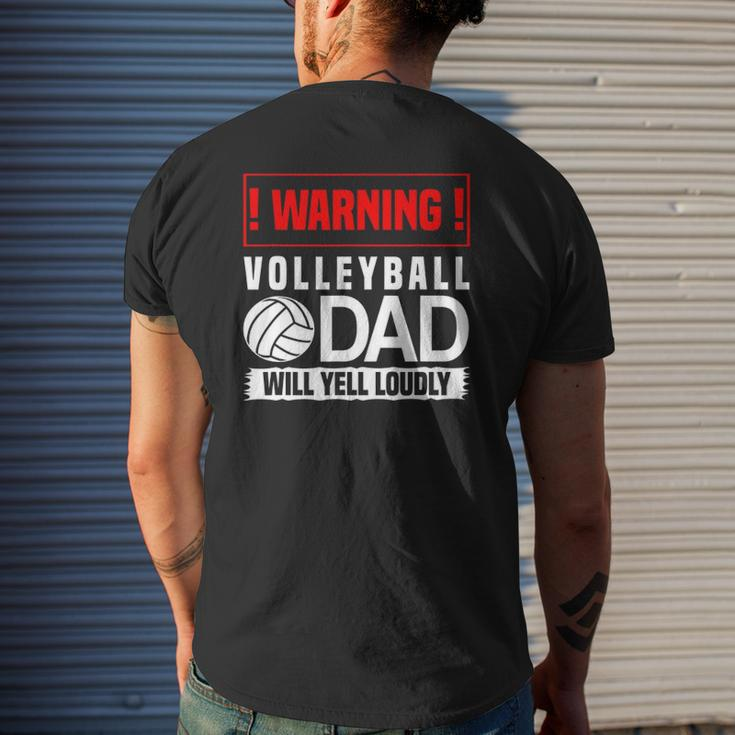 Mens Volleyball Graphic Warning Dad Will Yell Loudly Mens Back Print T-shirt Gifts for Him