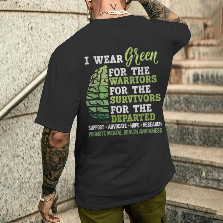 Mental Health Awareness Matters Support I Wear Green Warrior Men's T-shirt Back Print Gifts for Him