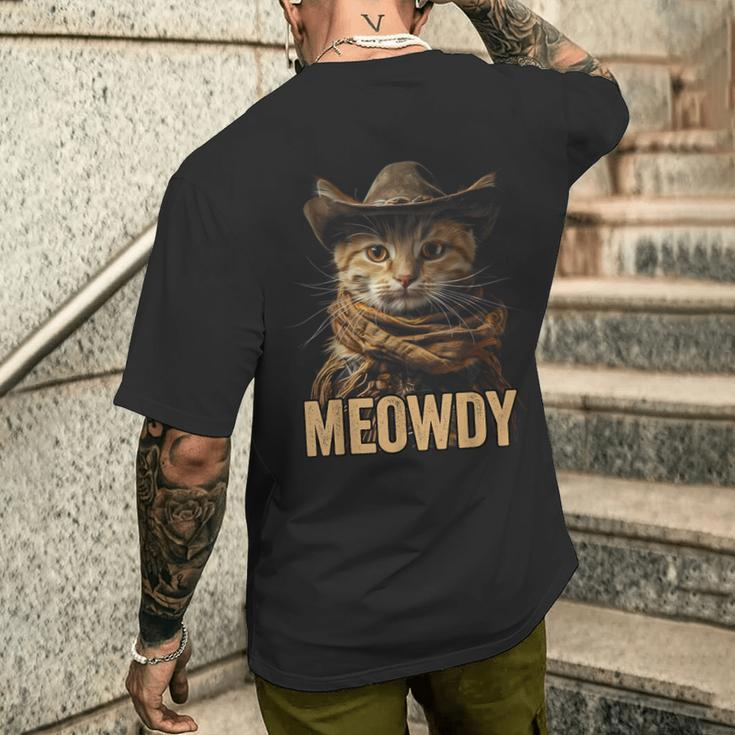 Meowdy Cowboy Cat Country Western Cat Men's T-shirt Back Print Gifts for Him