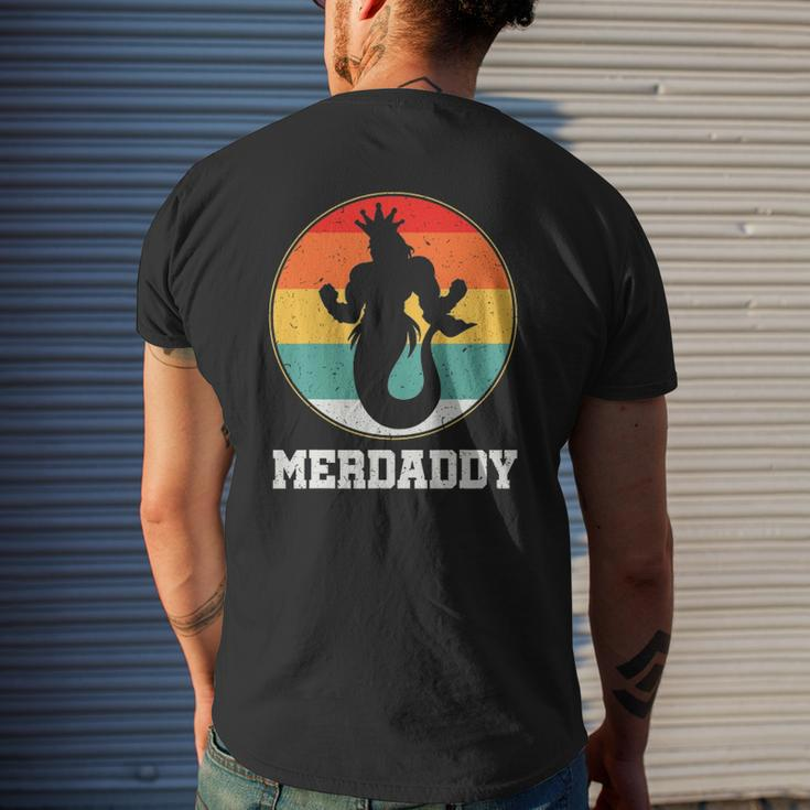 Merdaddy Security Merman Mermaid Daddy Fish Father's Day Mens Back Print T-shirt Gifts for Him