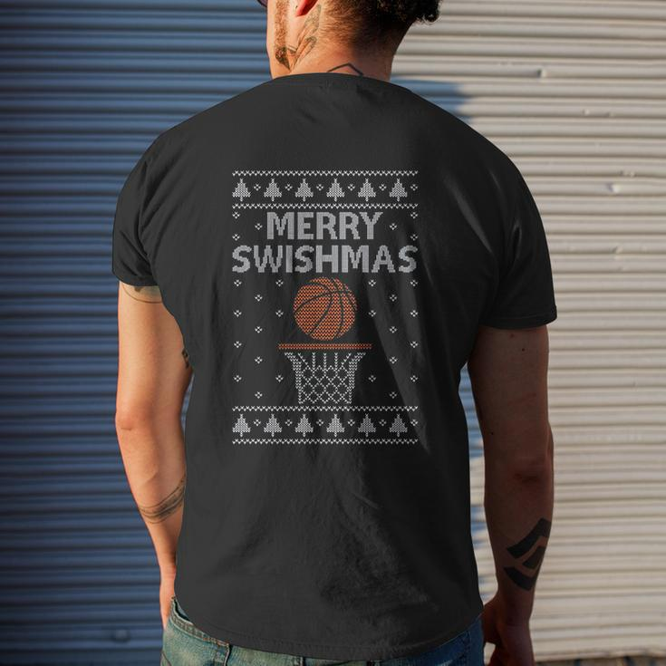 Merry Swishmas Basketball Christmas Mens Back Print T-shirt Gifts for Him