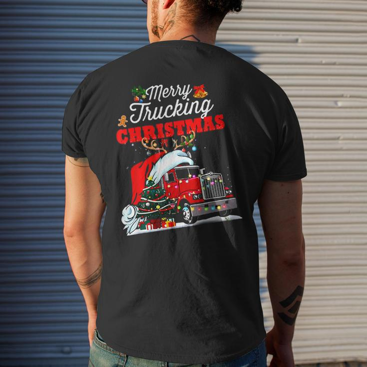 Merry Trucking Christmas Truck With Santa Hat Mens Back Print T-shirt Gifts for Him