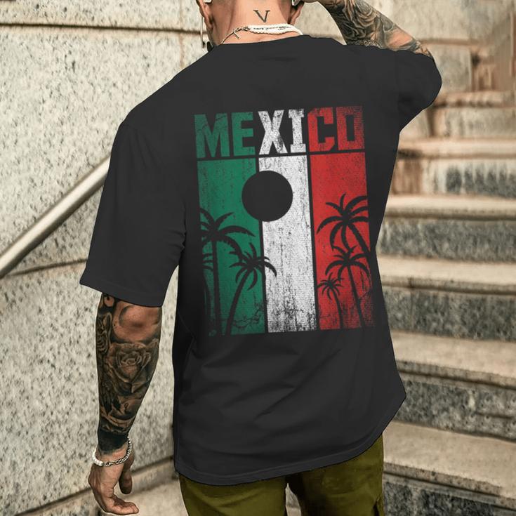 Mexican Flag Retro Cancun Mexico T-Shirt mit Rückendruck Geschenke für Ihn