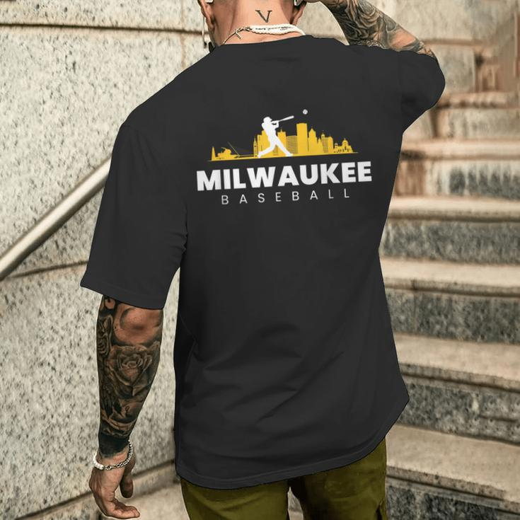 Milwaukee Baseball Vintage Minimalist Retro Baseball Lover Men's T-shirt Back Print Gifts for Him
