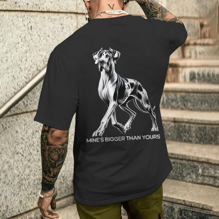 Mine's Bigger Than Yours Large Gentle Dog Lover Great Dane Men's T-shirt Back Print Gifts for Him