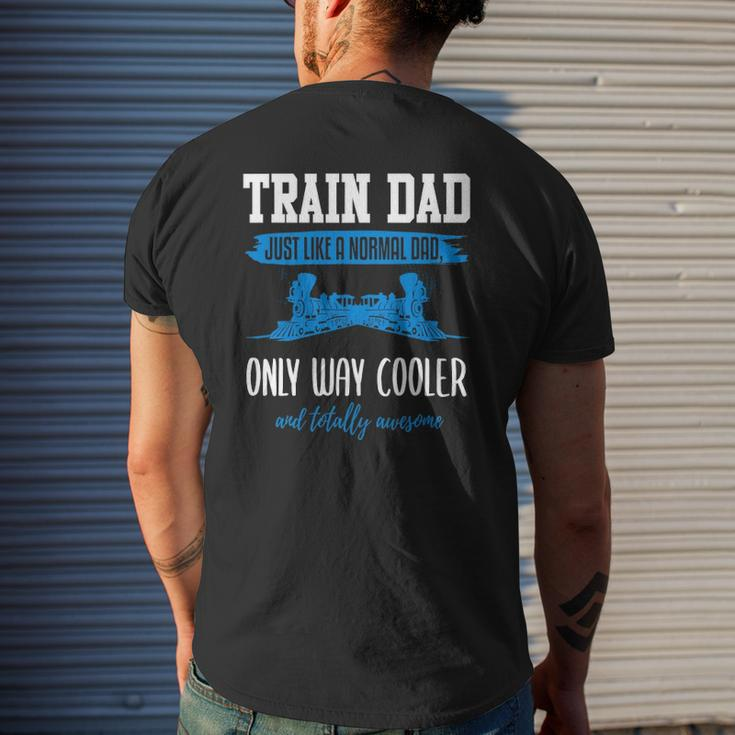 Model Train Dad Father Model Railroad Mens Back Print T-shirt Gifts for Him