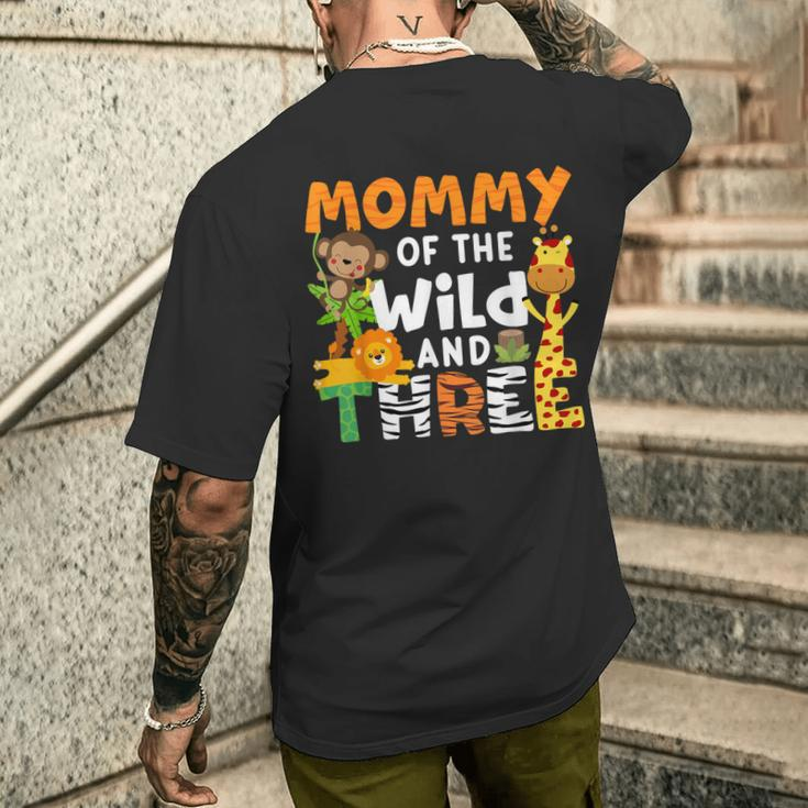 Mommy Of The Wild And Three Zoo Birthday Party Safari Theme Men's T-shirt Back Print Gifts for Him